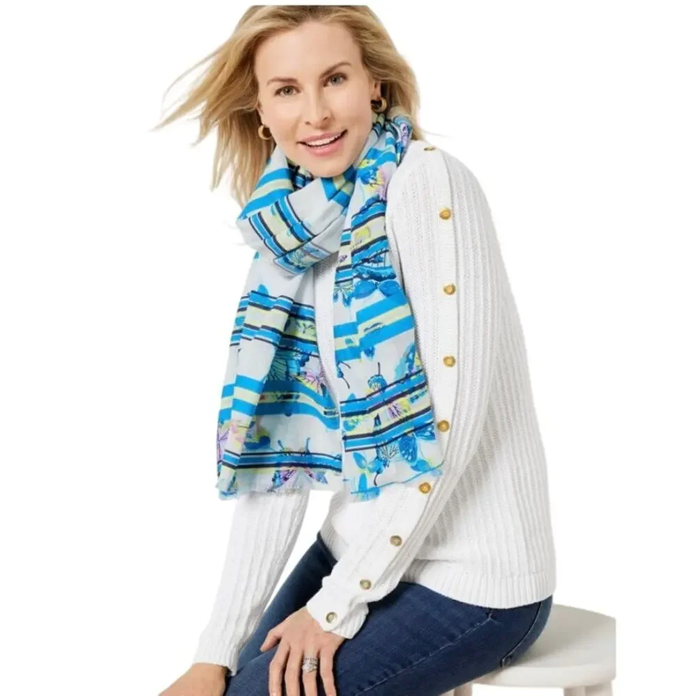 Talbots Butterflies Oblong Scarf Multi Color